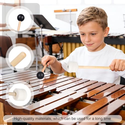 Drum Mallets Kit – 4 Pairs (T1 General Mallets, Rubber, Marimba, 5A Drumsticks), Percussion Instrument Beginner Accessories for Steel Drum, Bass Drum, Glockenspiel, Xylophone Mallet - size: 4 pairs