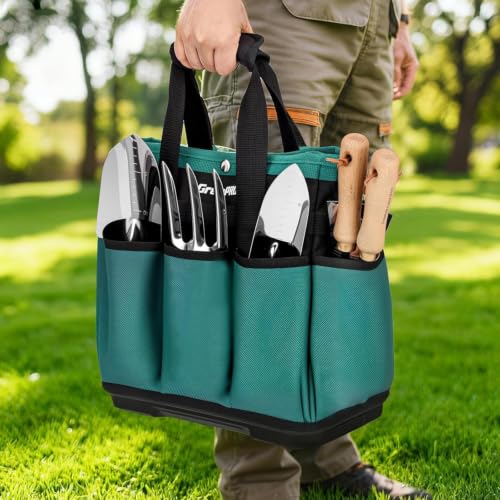 GRENPRO Heavy Duty Garden Tool Bag, Molded Bottom, 10 Pockets, Dark Green - size: 13" Garden Tool Bag