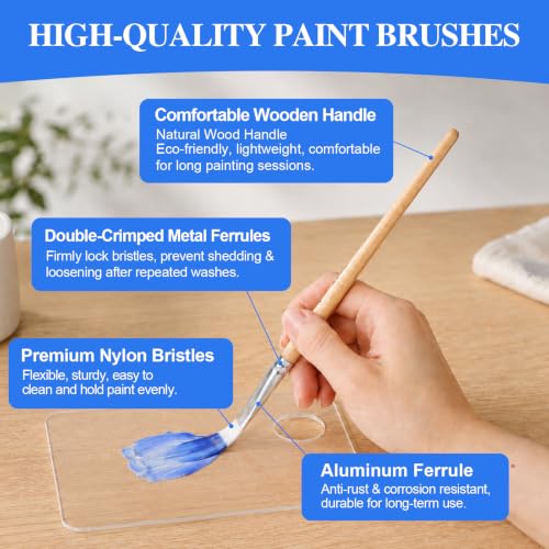 ESRICH 25Pcs Paint Brushes Set, 7 Shapes Paintbrushes for Acrylic Painting