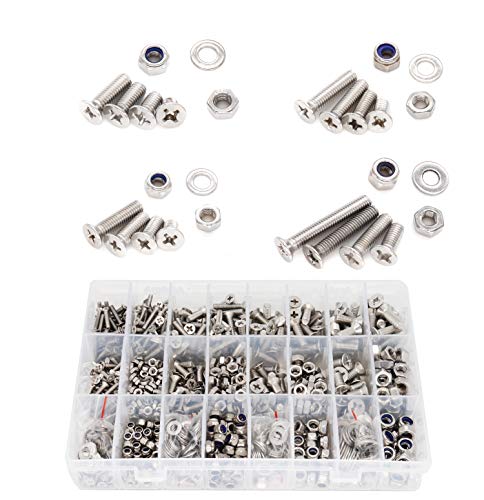 1020pcs M3 M4 M5 M6 Flat Phillips Countersunk Head Machine Screws Bolts Nuts Washers Assortment Kit, 304 Stainless Steel, Silver Tone - size: M3 M4 M5 M6 1020pcs (Countersunk Head-304)