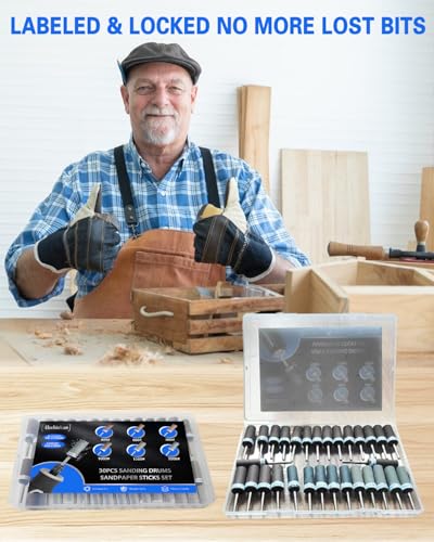 30PCS Sanding Drums for Dremel Rotary Tools Accessories, Sanding Bits Kit for Dremel Sanding Bands with 1/8 inch Shank, Sandpaper Sticks Set for Plastic Wood Metal Grinding Polishing 400-2000 Grit - style: Mix Grit 30PCS