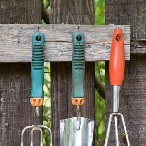 POPETPOP Garage Storage Utility Hooks: 20pcs Heavy Duty Steel Garage Hooks Garden Tool Organizer for Extension Cord Tool Coat Backpack Bag, Wall Mount Hanges for Outdoor Garden (Light Brown) - color: Light Brown