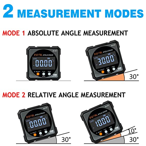 Digital Angle Finder & Gauge, Magnetic Dual Laser Inclinometer - color: Grey