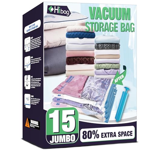 15 Jumbo Vacuum Storage Bags for Bedding, Vacuum Seal Bags for Clothing - size: 15-Jumbo