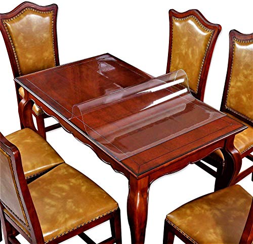 Clear Dining Room Table Protector Wood Wooden Furniture Desk Top Protective Mat Plastic Tablecloth Wipeable Vinyl PVC Waterproof Rectangle Coffee End Side Office Desk Table Pads Non Slip 38 X 72 Inch - color: Upgraded Clear 1.5mm, size: 38" x 72"(Rectangu