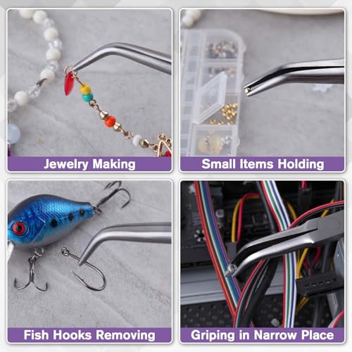 SPEEDWOX 45° Bent Needle Nose Pliers With Smooth Jaw for Jewelry & Fishing - style: Bent Needle Nose Pliers with Smooth Jaw
