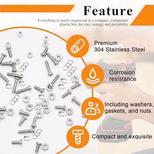1010Pcs 304 Stainless Steel M1 M1.6 M2 M2.5 Metric Micro Screws Nuts Assortment, Hex Nuts, Small Machine Screws, Flat & Spring Washers for Arduino, RC Models, Electronics and DIY - size: 1010pcs