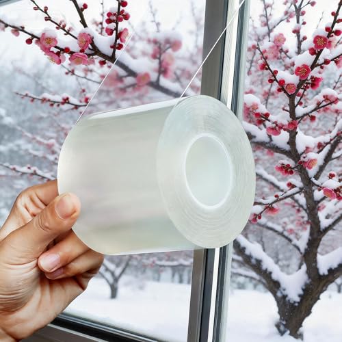 Transparent Window Weather Sealing Tape 3 Inch x 33 FT Weather Stripping Residue-Free Clear Window Insulation Caulk Tape for Shower Glass Gaps and Clear Doors Windows Windproof - size: 3 IN - 33 Ft Clear