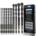 11-pc Masonry Drill Bits Carbide Concrete Drill Bit Set for Stone Tile Brick Ceramic Glass Metal Sheet Plastic and Wood, Quick Change 1/4" Hex Shank, Size 5/32” 3/16" 1/4" 5/16" 3/8" 1/2" with Case - size: 11 Pack Multiple Sizes (5/32"-1/2")