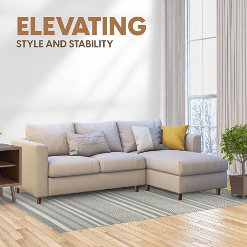 Yes4All 6-Inch Round Wooden Furniture Legs Set of 4, Adjustable Replacement Feet for Couch, Bed, Dresser, and Ottomans, Tapered Legs with Levelers, Brown Wood Components for Tables and Chairs