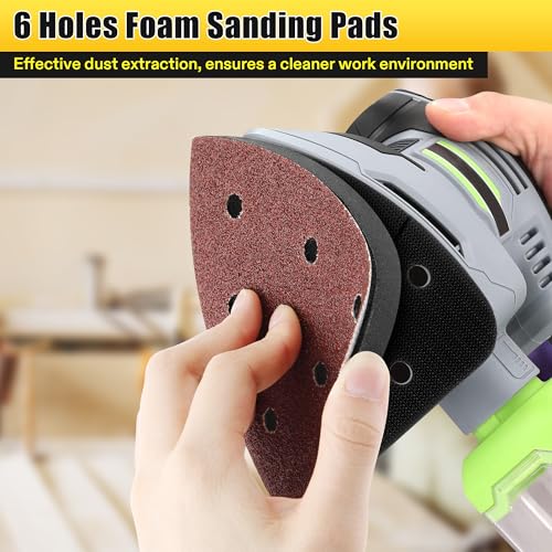 5 Pcs 6 Holes Foam Sanding Pads, with Cutting Line - color: Black and White, size: 6 Holes with Cutting Line