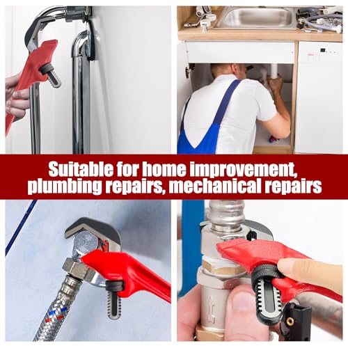 9-1/2 Inch Offset Hex Adjustable Pipe Wrench, CR-V Hook Jaw, 1-1/8 to 2-5/8 Inches