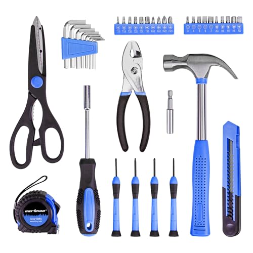 CARTMAN 39-Piece Household Tool Set, Blue Hand Kit With Storage Case - color: Blue