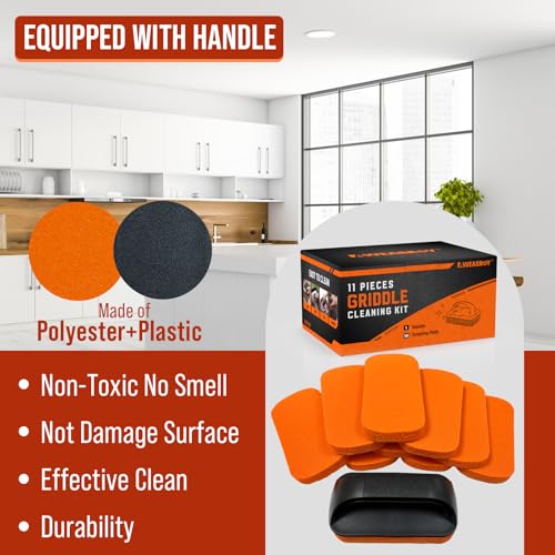 Griddle Cleaning Kit for Blackstone, Non-Scratch Scouring Pads for Kitchen - size: 12pcs