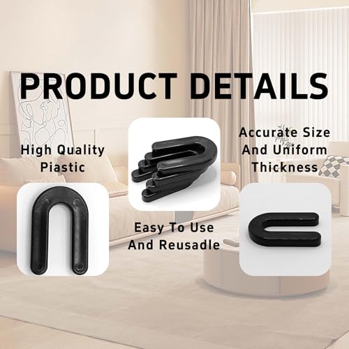 50PCS Horseshoe Tile Spacers, 1/4 Inch U-Shape Plastic Structural Shims for Tile Leveling System, Black Tile Leveling Clips for Ceramic Floor and Wall Installation - size: 1/4 Inch