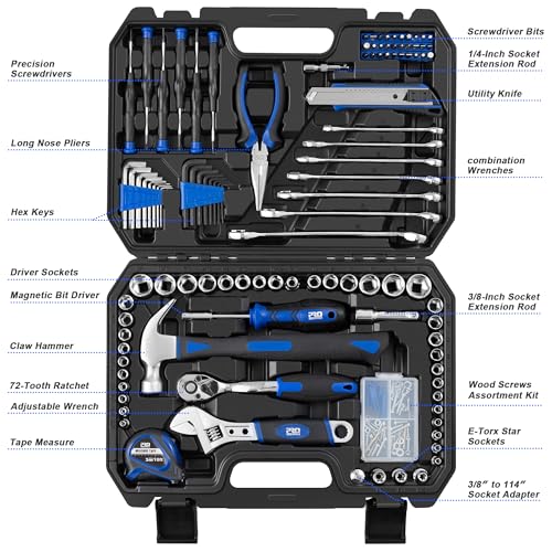 Prostormer 200-Piece Hand Tool Set, General Home and Auto Repair Kit