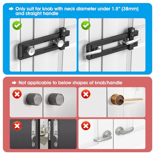 AST Double Door Security Lock, Adjustment Range 4.9”~12.2" (124~310mm) - style: Matte Black with Extended Locking Adjustment Range
