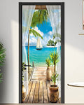 FLFK Door Mural Sticker - Ocean,Peel and Stick,Combined Size 32"x80",Split into 2 Pieces - color: Mt1391, size: 32"x80"