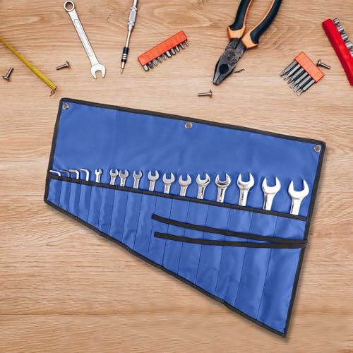 Wrench Organizer, Tool Roll Pouch,16-Pocket Waterproof Oxford Cloth - color: Blue