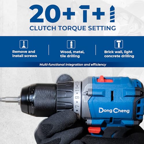 Dong Cheng 20V Brushless Heavy-duty Impact Drill Bare Tool, 531 in.lbs, 1/2" Keyless All Metal Chuck, 20+1+1 Clutch for Drilling Brick Wall, Metal, Wood (Bare Tool) - style: 531in-lbs Bare Tool
