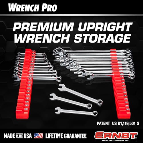Ernst Manufacturing Wrench Pro - Modular Wrench Organizer for 20 Tools with Magnetic Base (Red) - Made in the USA - color: Red