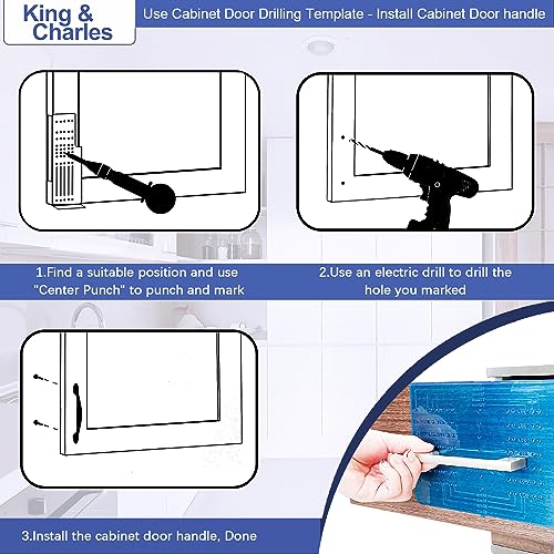 King&Charles Multi Cabinet Hardware Template&Center Punch/Handle Knob Pull - size: Multiple Align Sizes