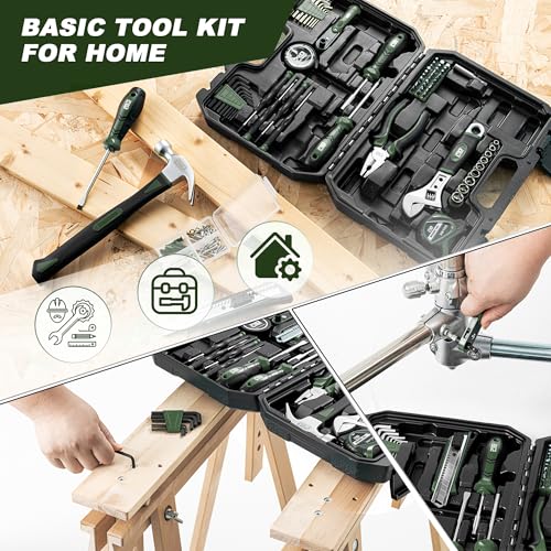 Prostormer 160-Piece Tool Set, Basic Home Repair Kit, Green - color: Green