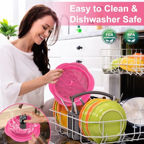 Chicken Shredder Tool Twist Large Meat Shredder with Brush&Fork, Hot Pink - color: Hot Pink