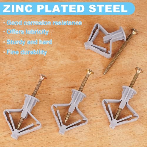 50 pcs Drywall Anchors, Hollow-Wall Anchors with Screws - color: Gray-25pcs