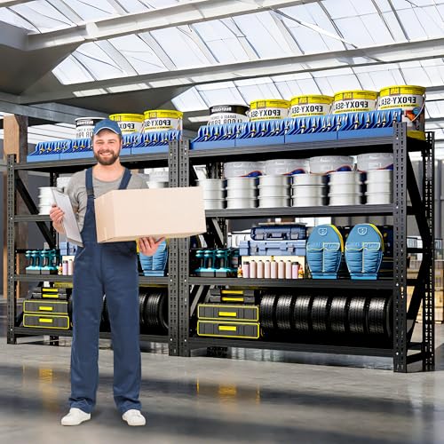Heavy Duty Metal Shelving Units, Garage Shelves & Storage System - size: 75"W x 24"D x 69"H