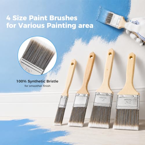 33PCS Paint Roller Kit with 1.7-4FT Extension Pole& Carry Bag,Wall Painting Supplies with 4" & 9" Paint Rollers,Painting Brushes,Tray with Liners,Gloves & Tapes for Walls,Ceilings,Floor,Home Painting