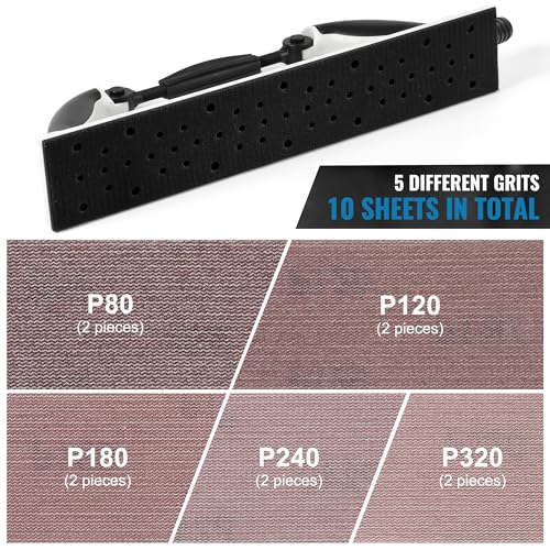 S SATC 2-3/4" x 15-3/4" Adjustable Radius Longboard Flexible Sanding Blocks with Hook & Loop Backing Include 10PCS 5 Girts Mesh Sandpapers for Sanding Auto Body Woodworking - style: Longboard Sanding Blocks with 10 PCS Sandpapers