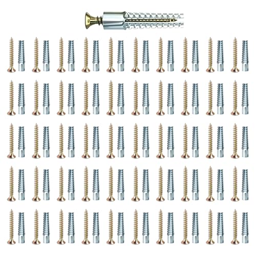 50 Sets Self Drilling Drywall Anchors Assortment Kit, 8MM Zinc Plated Heavy Duty Expansion Wall Anchors with Screws, Hardware for Drywall Concrete Brick Anchors and Wooden Wall