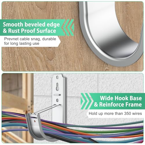 50 Pack 2 Inch Cable Support J Hook Wall Mount J Hook with Retainer Clip, Galvanized Steel for Cable Management & Organization Solution - size: 50 Pack