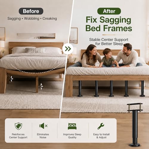 Under Bed Metal Support Legs, Adjustable Height Bed Frame Support Leg, Bed Slat Support Leg for Heavy Duty/Wooden/King/Queen Bed Frame (7"-12.6" (4pcs)) - size: 7"-12.6" (4pcs)