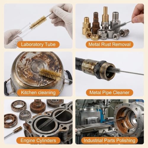 16Pcs Brass Stainless Steel Wire Brushes Tube Cleaning Bottle Brush Set