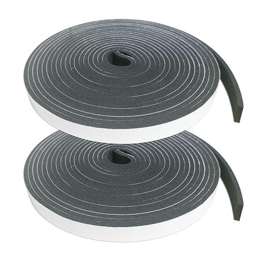 Weather Stripping Foam Tape 2 Rolls (1/2 in x 1/8 in x 16.4FT), Self Adhesive Door Seal for Small Gaps, Window Insulation, Draft Stopper Foam Strip Total 32.8 FT - size: 1/2in x 1/8in x 32.8FT