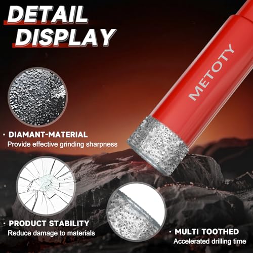 6PCS Diamond Hole Saw Drill Bit Set (1/4"-1/2") with 3/16'' Serrated Pilot Drill - for Ceramic, Glass, Tile, Marble, Granite - Dry/Wet Dual-Use, High-Precision Drilling - size: (1/4"-1/2")-6PCS