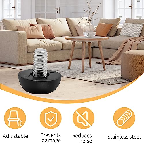 16 PCS 8mm x 1.25 M8 Adjustable Leveling feet, Adjustable Furniture Leg Leveler, Replacement Outdoor Patio, Stainless Steel Screw-in Leveling Feet Glides - color: 16pcs