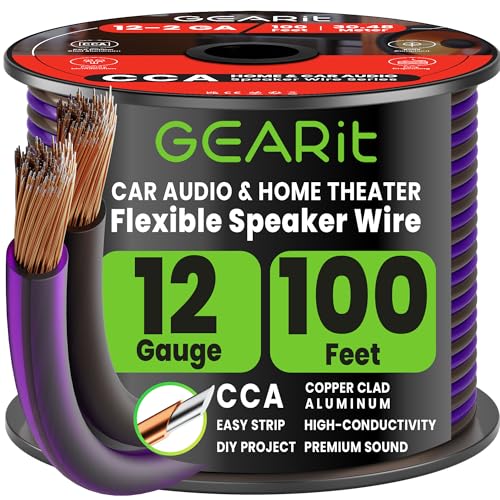 GEARit 12 Gauge Speaker Wire 100FT,12/2 Speaker Cable for Home & Car Audio - color: Translucent Black/Purple, size: 12AWG / 100 Feet
