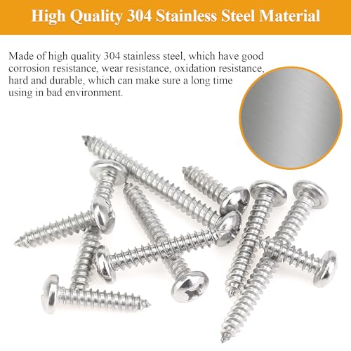 51 Pieces #12 x 3/4" 1" 1-1/4" 1-1/2" 2" Wood Screws Set, Phillips Pan Head #12 Self-Tapping Screws Assortment Kit, 304 Stainless Steel - size: #12, style: Phillips Pan Head