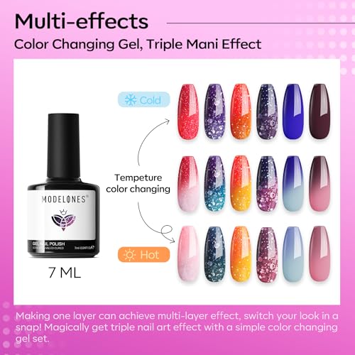 modelones Color Changing Gel Nail Polish Set 6 Colors 2026 Fall UV Nail Gel - color: A A1 Color Changing Nail Polish