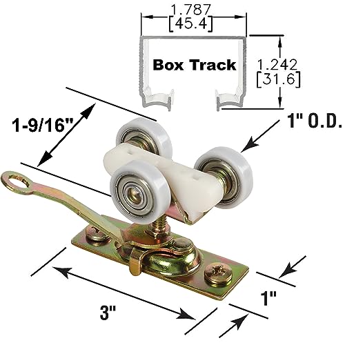ACEPLANET Pocket Door Commercial Grade Hanger Fits Johnson Part #1125 & Upgrades #1500 Hardware Kit, 1" Nylon Ball Bearing, 1-1/4" C.T.C, Min. 1" Thick Doors, 200lbs Capacity
