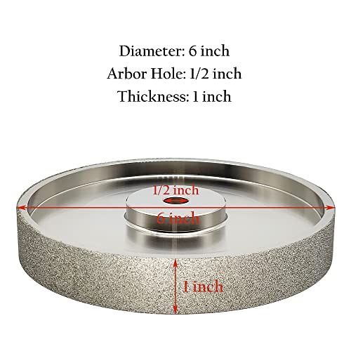 CBN Grinding Wheel 6 Inch 80 Grit, 1/2" Arbor, for Bench Grinders - size: 80 Grit