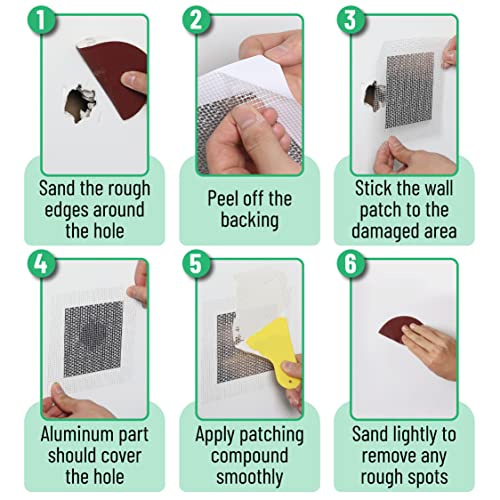 Bates- Drywall Repair Kit, 16 pcs, 2/4/6/8 inch, Dry Wall Patch Kits, Plaster Wall Repair Patch Kit, Wall Patch Repair Kit, Drywall Hole Patch, Wall Hole Repair Kit, Drywall Patch Hole - size: 16 pcs, 2", 4", 6", 8"