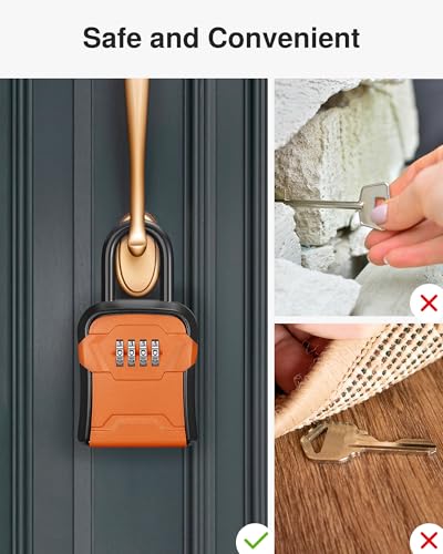 Puroma Key Lock Box for House Keys Combination Lockbox with Code, 1 Orange - color: Orange