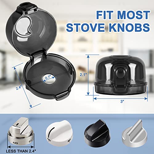 GRENFU Stove Knob Safety Covers (5 + 1 Pack), Oven Lock Child Safety, Black