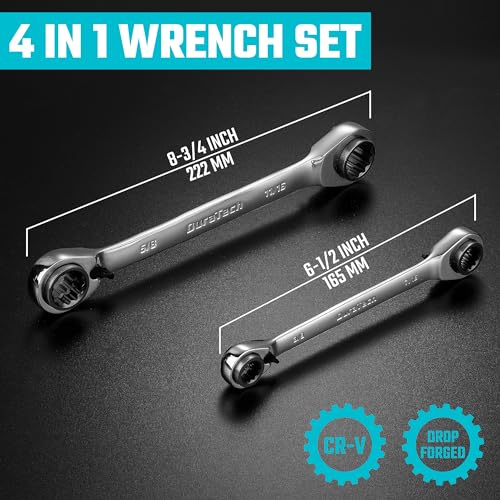 DURATECH 4-in-1 Reversible Ratcheting Box Wrench Set, SAE, 2-Piece - size: 5/16"-3/4"