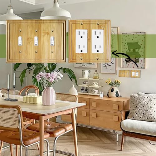 outlet cover plate, Bamboo wall outlet cover, Natural Finish - color: lightswitch cover plate, size: Socket