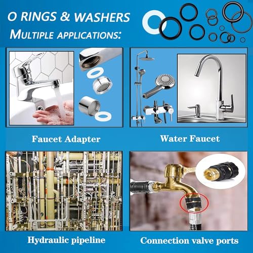 ZDBB 1000 Pcs 18 Size O Ring Kit+18 Size Rubber Washers Assortment Kit for Plumbing Faucet Water Pipe Garden Hose Washers Shower Heads Gasket Repair and Air or Gas Connections - size: 30 millimètres